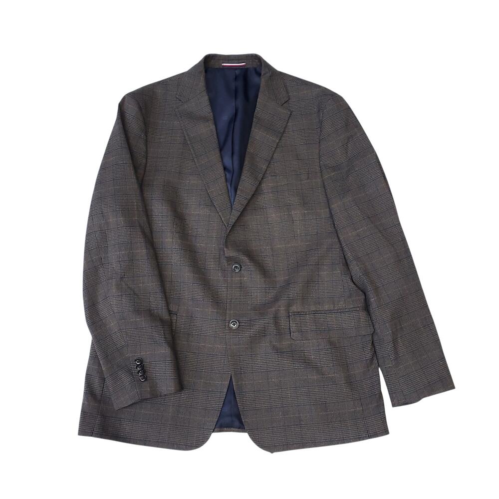 Tommy Hilfiger Brown Glen Plaid Ivy Prep Academia Blazer Jacket Sport Coat 44L